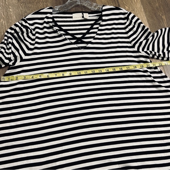 Chico’s black and white striped, SOFT pullover blouse - Picture 2 of 4